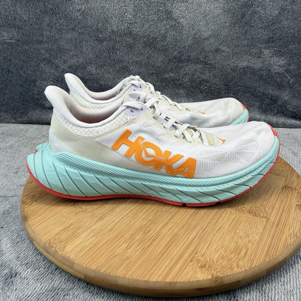 Hoka One One Carbon X 2 Shoes Womens Size 9B White Running Sneakers 1113527 WBOR